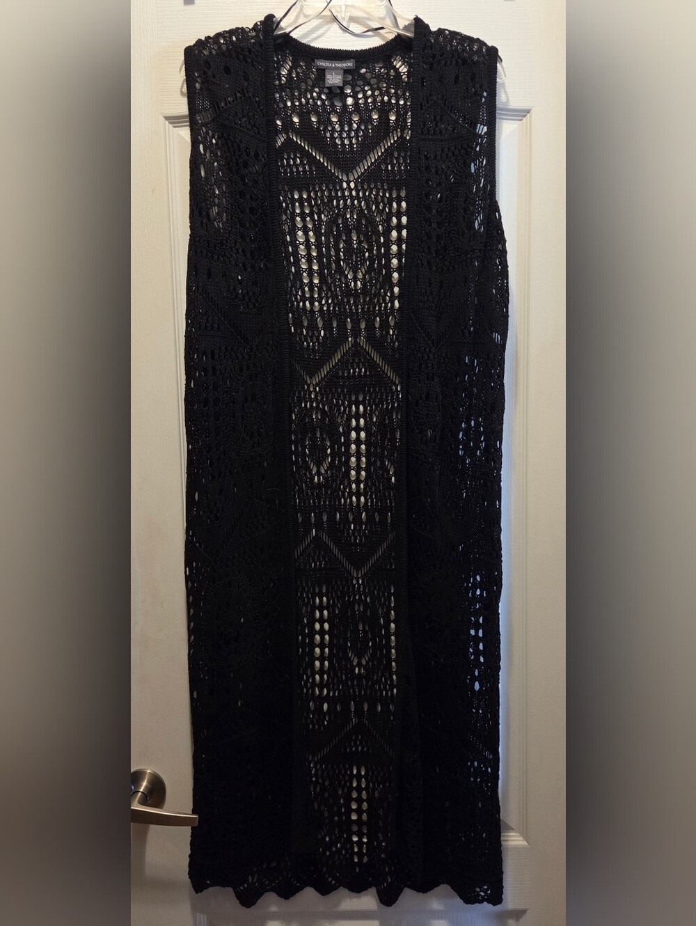 Chelsea & Theodore Black Crochet Duster